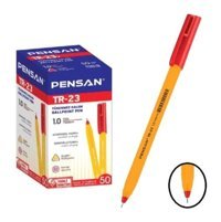 Pensan TR 23 Üçgen Gövde Plastik Tek Renkli 1.0 mm Kırmızı 50'li Tükenmez Kalem