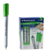 Pensan Triball Plastik Tek Renkli 1.0 mm İğne Uçlu Açık Yeşil 12'li Tükenmez Kalem