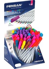 Pensan Triball Plastik 12 Renkli 1.0 mm Çok Renkli 60'lı Tükenmez Kalem