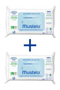 Mustela Parfümsüz Antibakteriyel 60 Yaprak 2'li Islak Mendil