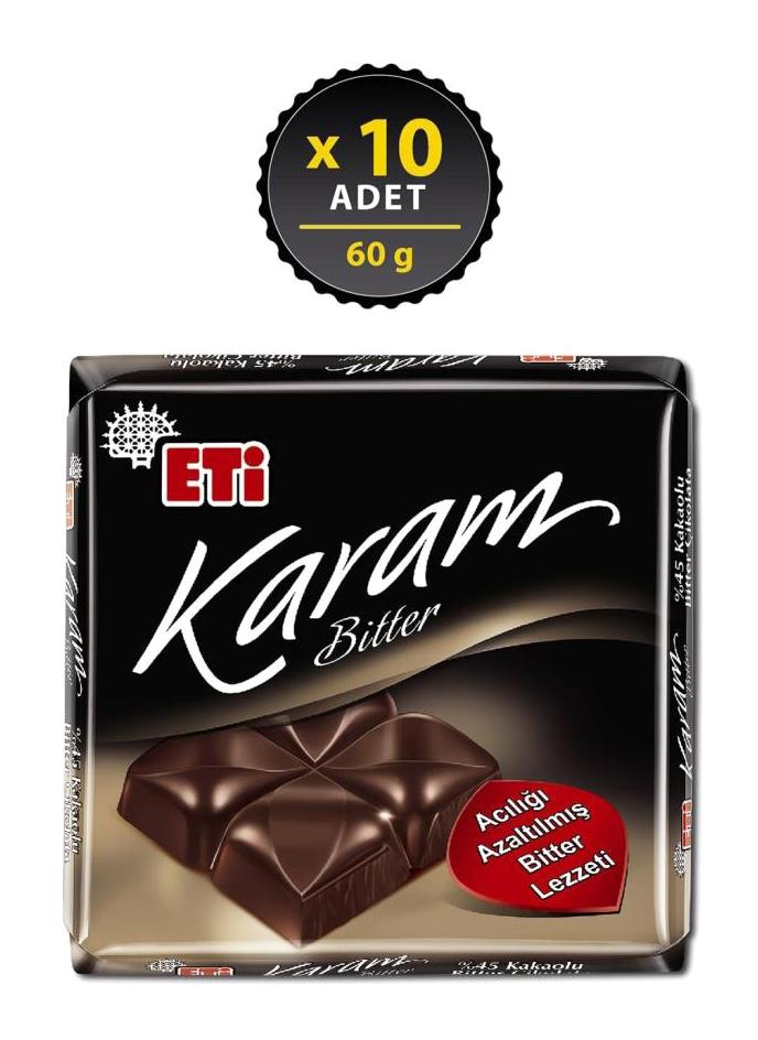 Eti Karam Kakaolu Bitter Çikolata 60 gr 10'lu