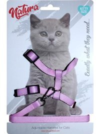 Natura Yavru Düz Pembe Gezdirme Göğüs Kedi Tasması
