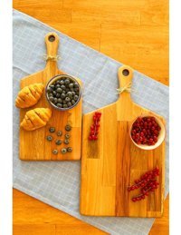 Just Wood Kayın Ağacı Ahşap Büyük-Orta Kahverengi İkili Kesme Tahtası