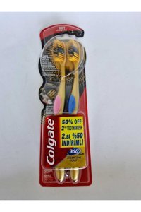 Colgate 360 Charcoal Yumuşak Parmak Ortodontik Manuel Yetişkin Diş Fırçası Gold