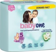 Babyone Pamuk Özlü 5 Numara Organik Göbek Oyuntulu Cırtlı Bebek Bezi 24 Adet