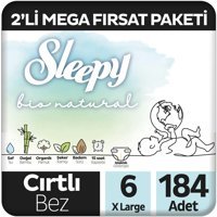 Sleepy Bio Natural 6 Numara Organik Göbek Oyuntulu Cırtlı Bebek Bezi 184 Adet