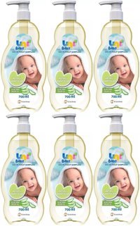 Uni Baby Pompalı Göz Yakmayan Hipoalerjenik Hassas Ciltler İçin Aloe Vera Bebek Şampuanı 6x700 ml