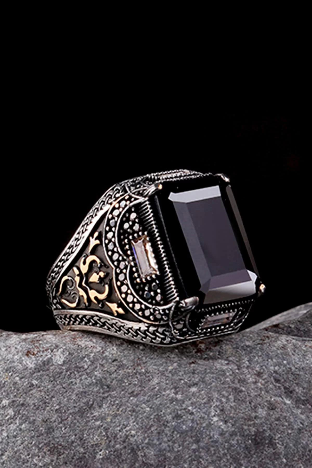 İpek Silver Siyah Zirkon Taşlı 925 Ayar Gümüş Yüzük