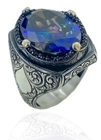 Magümüş Çok Renkli Topaz Taşlı 925 Ayar Gümüş Yüzük