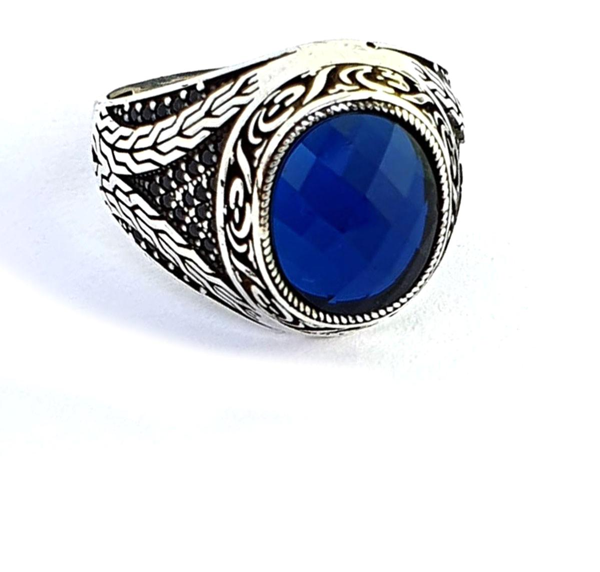 Ose Shop Lacivert Zirkon Taşlı 925 Ayar Gümüş Yüzük