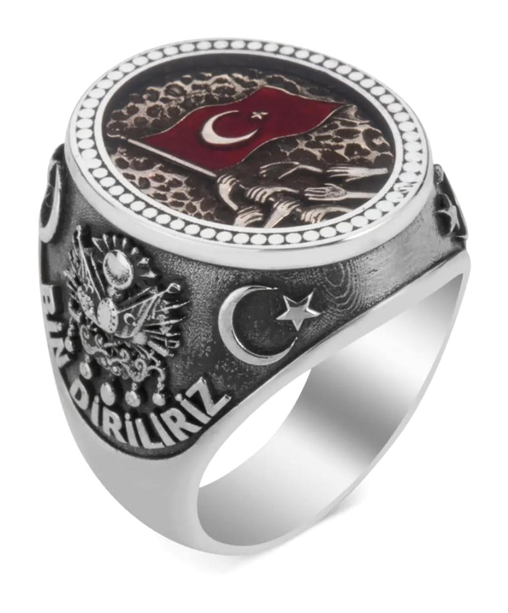 Anı Yüzük 925 Ayar Türk Milleti Gümüş Yüzük