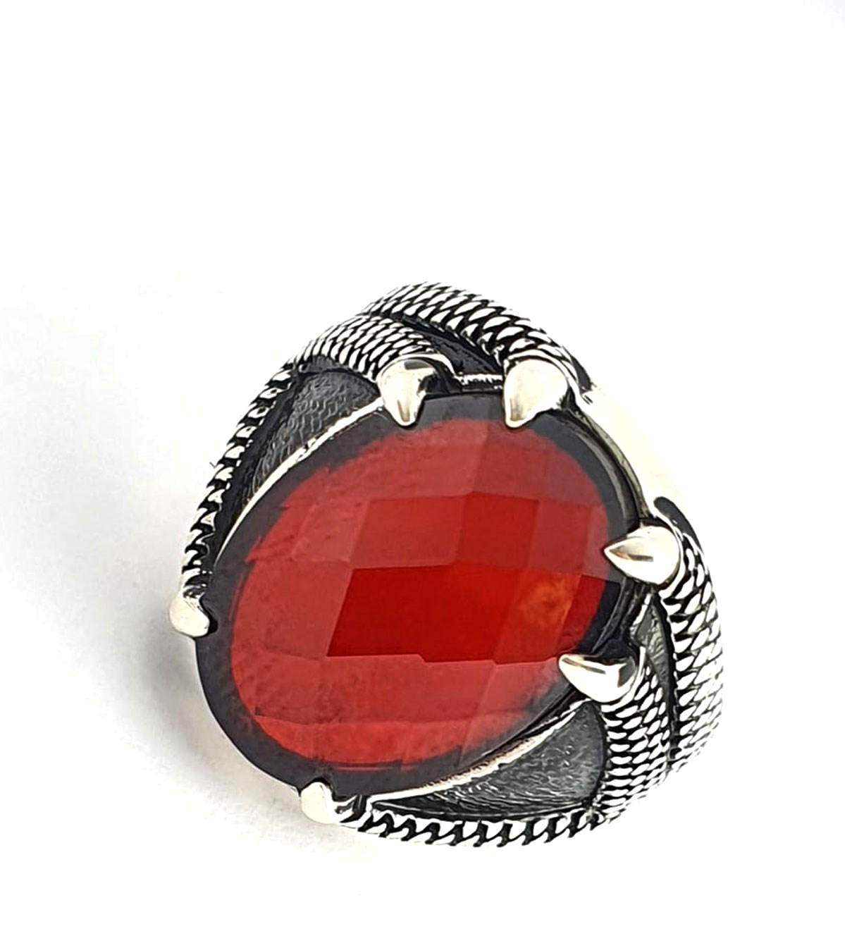 Ose Shop Kırmızı Zirkon Taşlı 925 Ayar Gümüş Yüzük