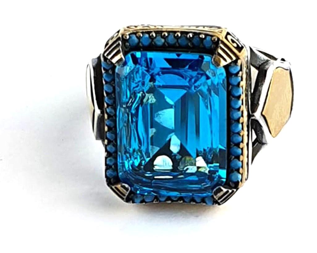 Ose Shop Mavi Aquamarine Taşlı 925 Ayar Gümüş Yüzük