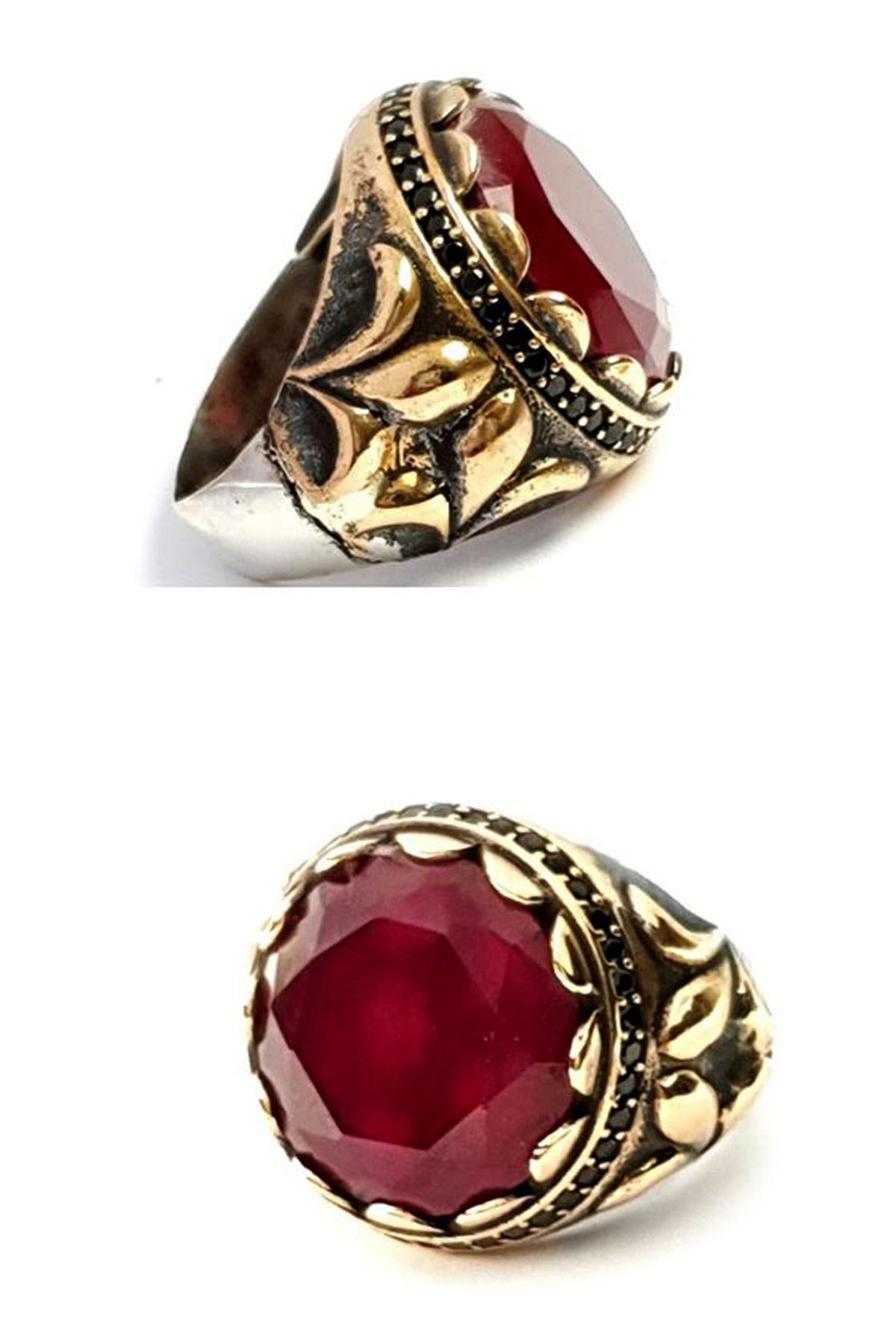 Ose Shop Bordo Oniks Taşlı 925 Ayar Gümüş Yüzük