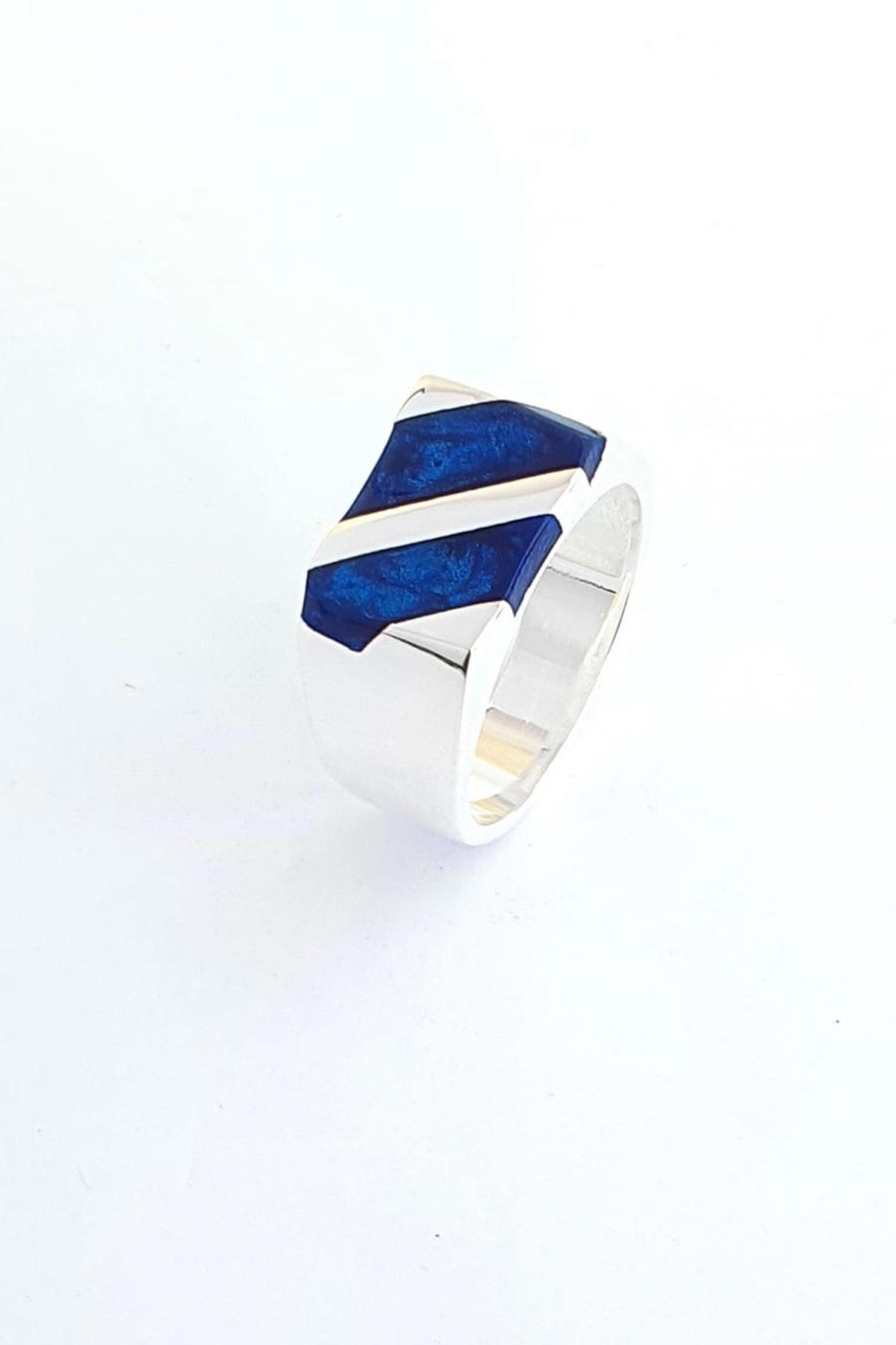 Ose Shop Lacivert Taşlı 925 Ayar Gümüş Yüzük