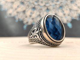 Prestige Gümüş Mavi Zirkon Taşlı 925 Ayar Gümüş Yüzük
