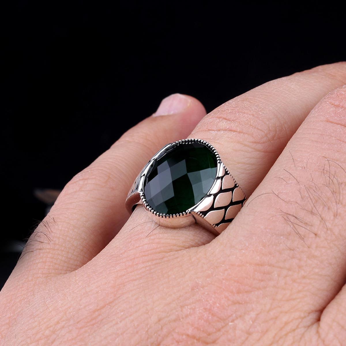 Tesbih Sepetim Zirkon Taşlı 925 Ayar Petek Oval Gümüş Yüzük