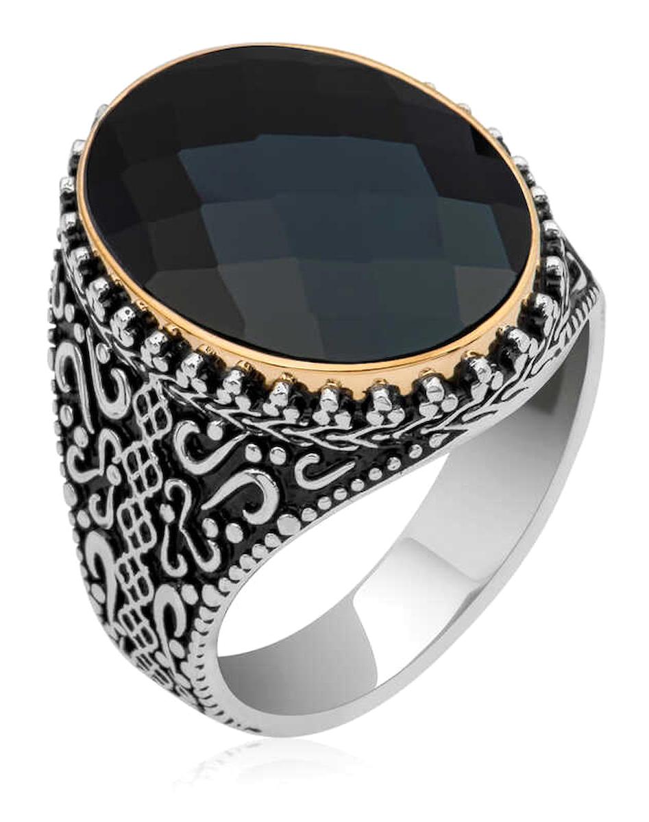 Stillove Siyah Zirkon Taşlı 925 Ayar Oval Gümüş Yüzük
