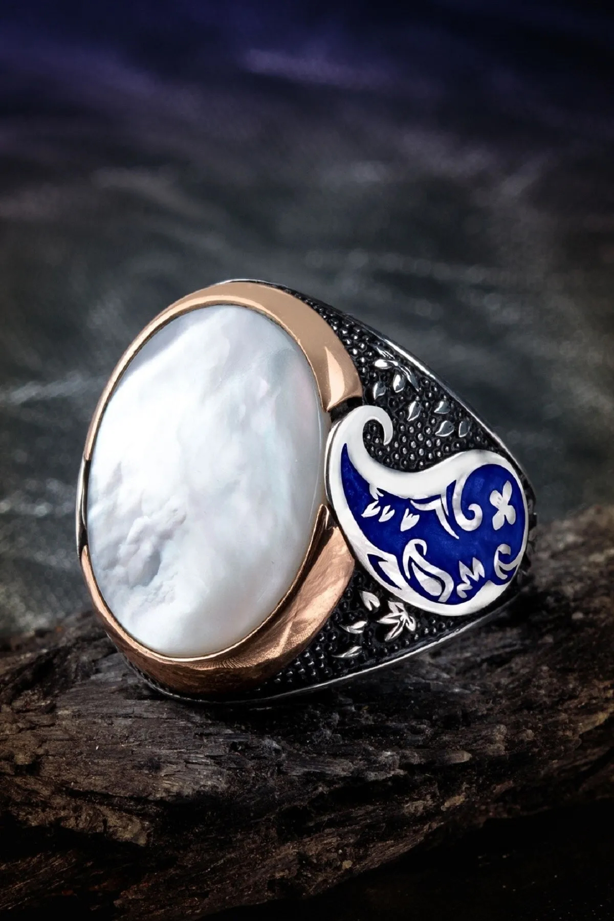 Anı Yüzük Beyaz Sedef Taşlı 925 Ayar Oval Gümüş Yüzük