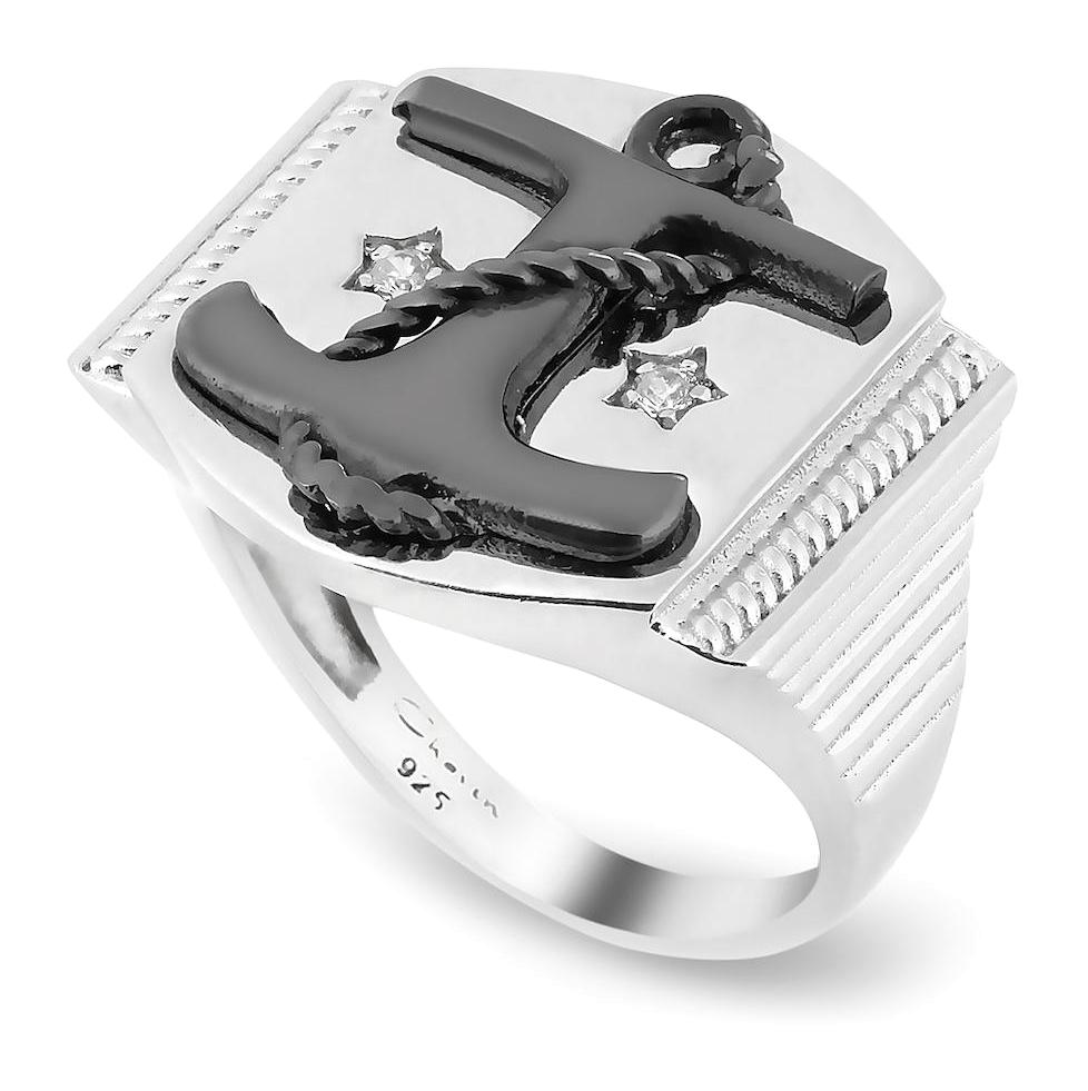 Chavin Jewelry Zirkon Taşlı Denizci Db92 Gümüş Yüzük