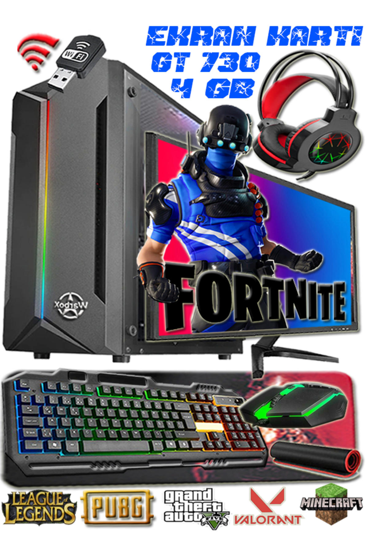Tork Pro Harici GeForce GT 730 Intel Core i7 860 8 GB Ram 256 GB SSD Tower FreeDos 19.5 inç Monitörlü Masaüstü Oyuncu Bilgisayarı