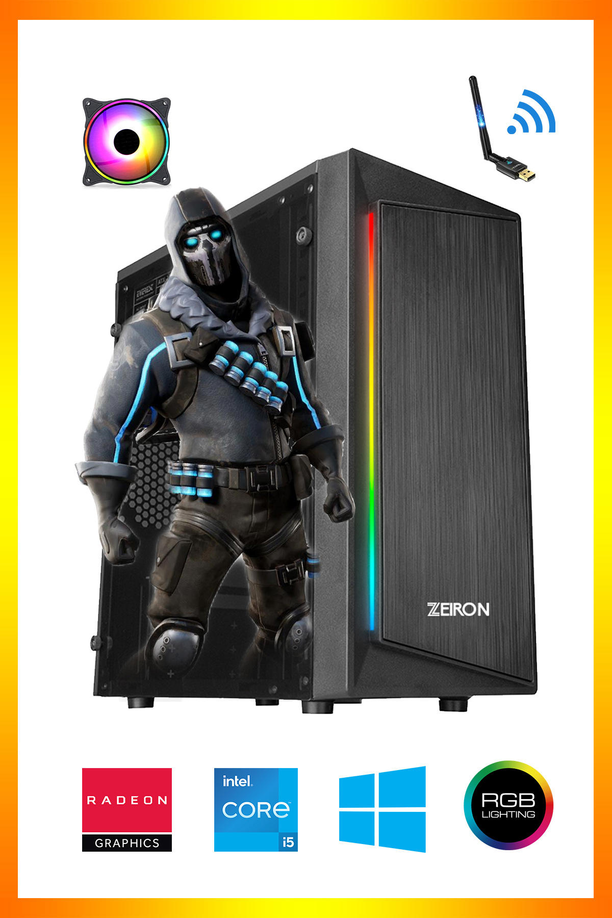Zeiron RDX07 Harici Radeon RX 550 Intel Core i5 4570 8 GB Ram 1 TB HDD + 256 GB SSD Tower FreeDos Masaüstü Oyuncu Bilgisayarı