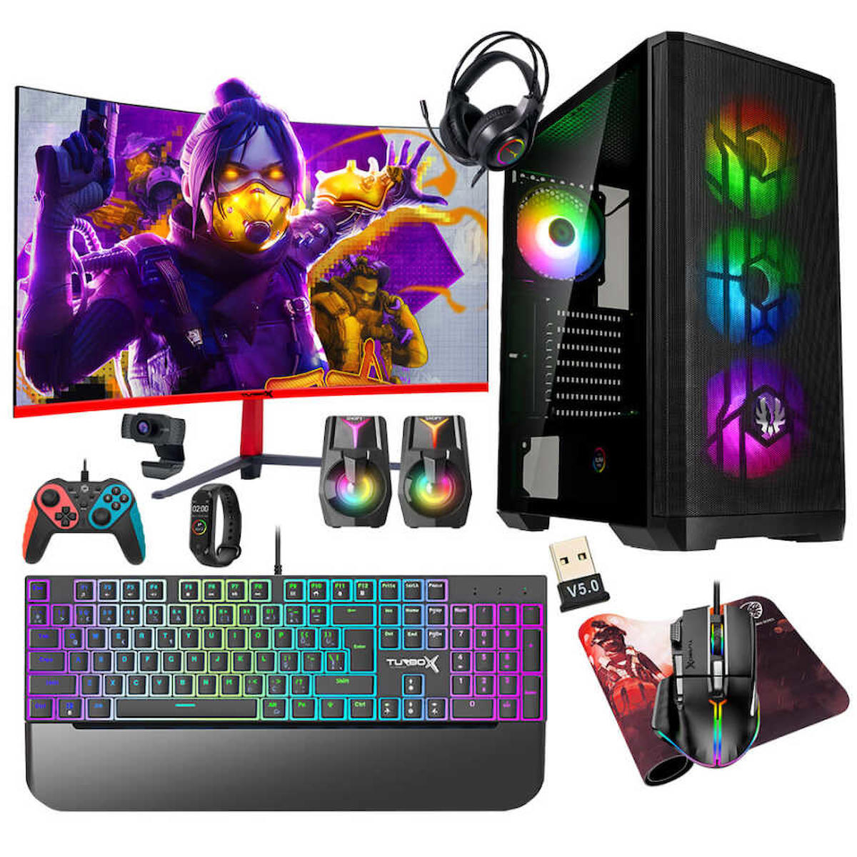 Turbox Quell Harici GeForce GTX 1050 Tİ Intel Core i5 8400 16 GB Ram DDR4 1 TB SSD Tower FreeDos 27 inç Monitörlü Masaüstü Oyuncu Bilgisayarı