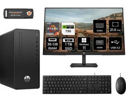 Hp 295 G9 6D391EAMNT2433 Harici GeForce GT 730 AMD Ryzen 3 5300G 36 GB Ram 1 TB SSD Tower Windows 11 Pro 21.5 inç Monitörlü Masaüstü Oyuncu Bilgisayarı + PER4 BELLEK