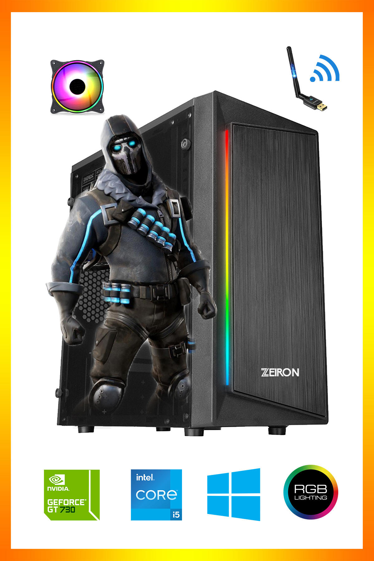 Zeiron DN85 Harici GeForce GT 730 Intel Core i5 4570 8 GB Ram 128 + 500 GB SSD Tower FreeDos Masaüstü Oyuncu Bilgisayarı