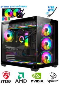 Biggamex Aqua AG01 Harici GeForce RTX 3050 AMD Ryzen 5 5600 16 GB Ram 512 GB SSD Tower FreeDos Masaüstü Oyuncu Bilgisayarı