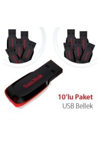 Sandisk Cruzer Blade Sdcz50-032G-B35 USB 2.0 Usb Type-A 32 GB Flash Bellek Siyah 10 Adet