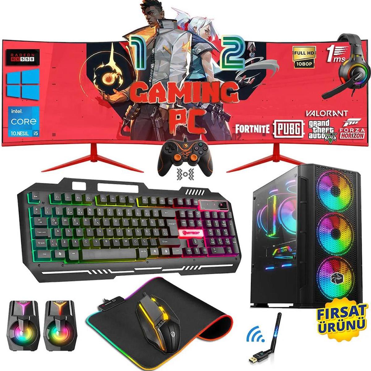 Zeiron Multiple X5 Harici Radeon RX 550 Intel Core i5 10400F 16 GB Ram 512 GB SSD Tower FreeDos Masaüstü Oyuncu Bilgisayarı