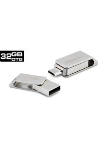 Auris Mini Çift Taraflı USB 3.1 Micro Usb 32 GB Flash Bellek Gümüş