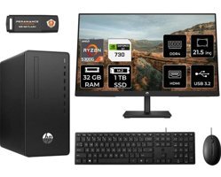 Hp 295 G9 6D391EAMNT2328 Harici GeForce GT 730 AMD Ryzen 3 5300G 32 GB Ram 1 TB SSD Tower FreeDos 21.5 inç Monitörlü Masaüstü Oyuncu Bilgisayarı + PER4 BELLEK