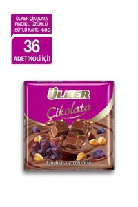 Ülker Kare Fındıklı-Üzümlü Çikolata 60 gr 36 Adet