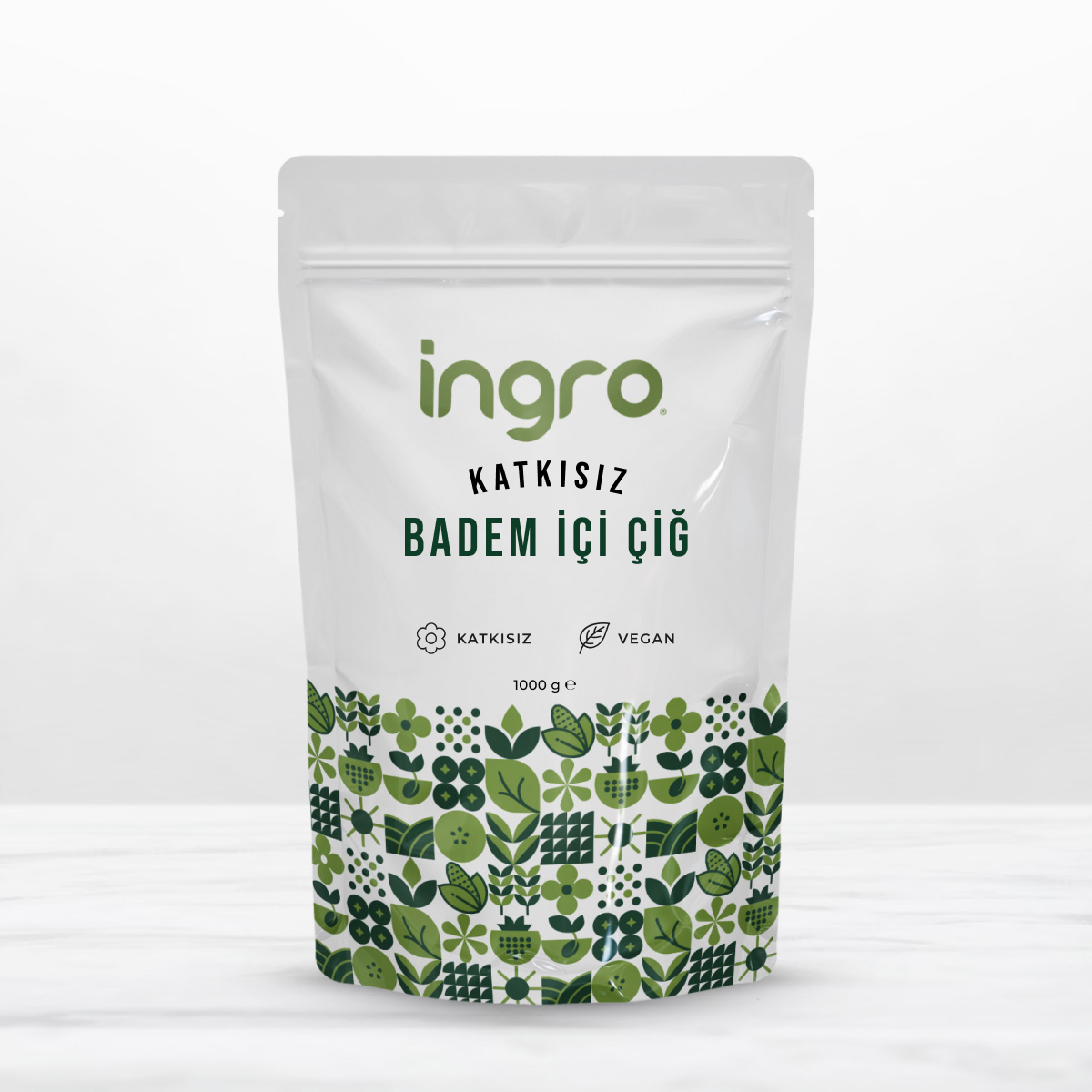 İngro Çiğ Tuzsuz Organik Glutensiz Tane Badem İçi 1 kg