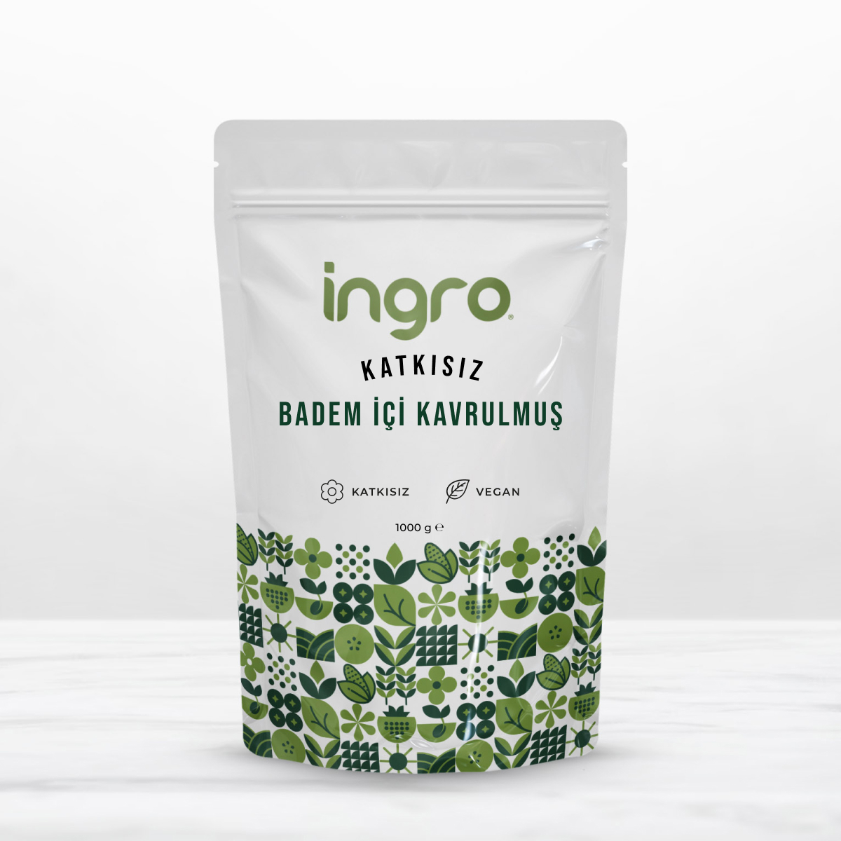 İngro Kavrulmuş Tuzsuz Organik Glutensiz Tane Badem İçi 1 kg