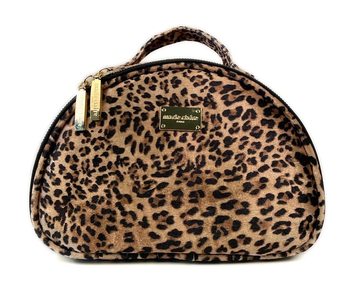 Marie Claire Odette MC222111418 Kahverengi Leopar Desenli Suni Deri Büyük Boy Seyahat Makyaj Çantası