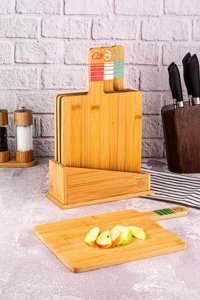 Bambum Tapenade Plus Ahşap Orta Standlı Kahverengi 4'lü Kesme Tahtası