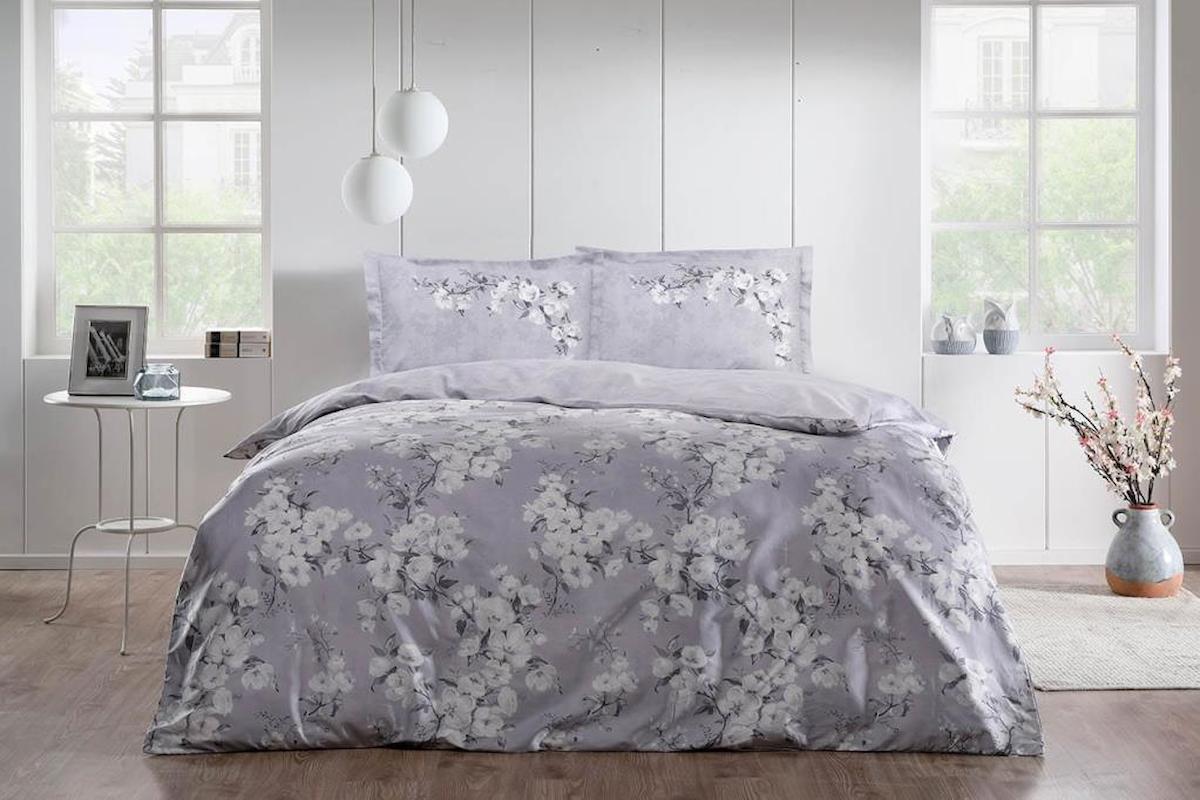 Taç Brina 4 Mevsim 200x220 cm Çarşaflı Çift Kişilik Nevresim Takımı Gri