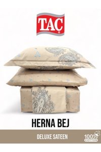 Taç Herna 4 Mevsim 240x260 cm Çarşaflı Çift Kişilik Nevresim Takımı Bej