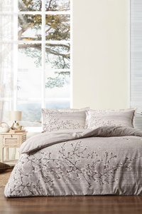 Özdilek Cerezo Flor 4 Mevsim 200x220 cm Çarşaflı Çift Kişilik Nevresim Takımı Pudra