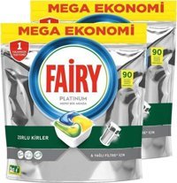 Fairy Platinum Plus Limon Tablet Bulaşık Deterjanı 90x2 Adet