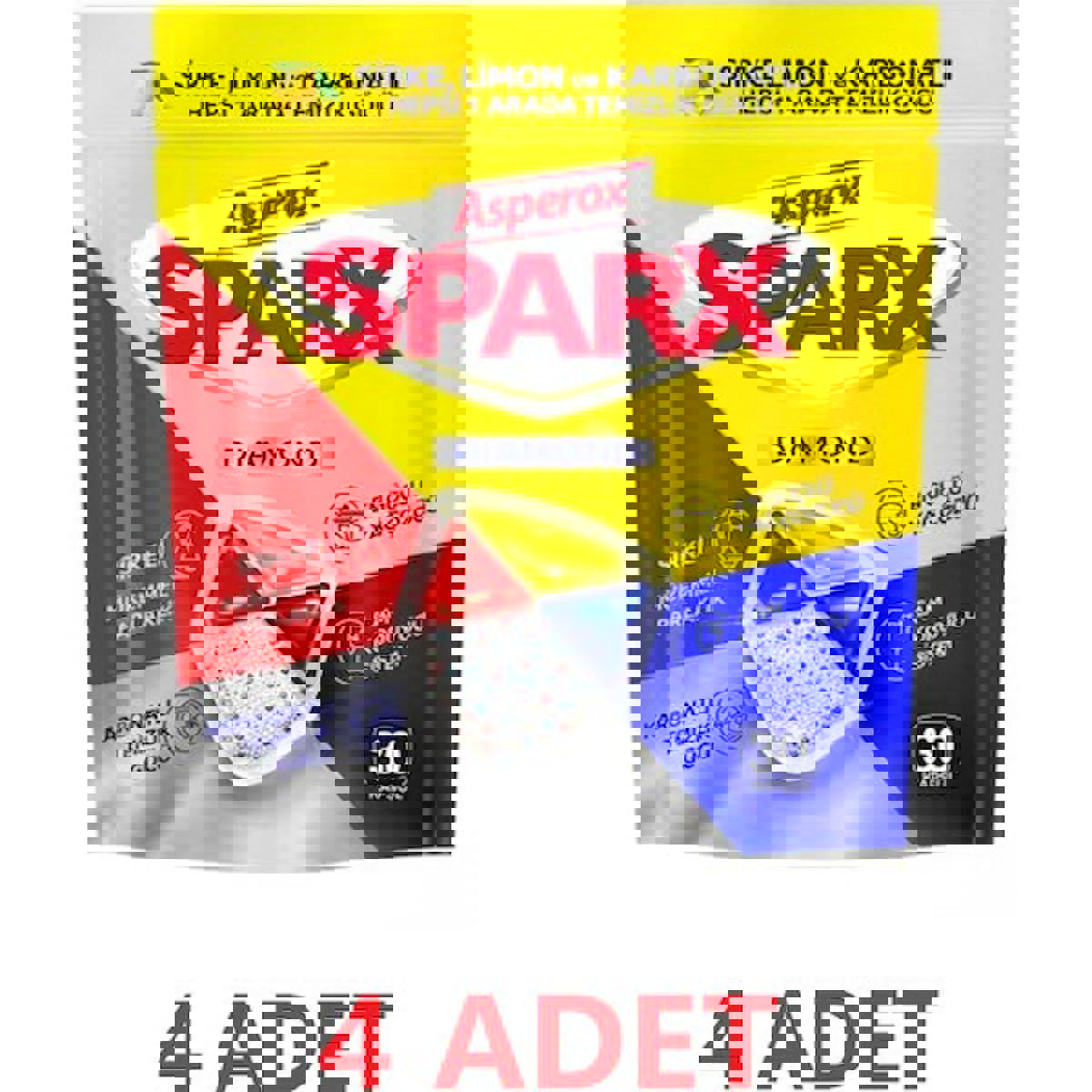 Asperox Sparx Limon Tablet Bulaşık Deterjanı 4x30 Adet