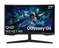 Samsung Odyssey G5 G55C LS27CG552EUXUF 165 Hz 1 ms 27 inç WQHD Curved VA HDMI Freesync 2560x1440 px LED Monitör
