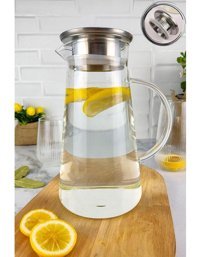Digithome Isıya Dayanıklı Metal Kapaklı Cam Sürahi 1.5 lt
