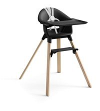 Stokke Clikk Ahşap 5 Noktalı Emniyet Kemeri 15 kg Kapasiteli Tekerleksiz Tepsili Oturaklı Mama Sandalyesi Siyah