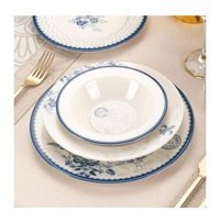 Bernardo Vintage Blue 24 Parça 6 Kişilik Desenli Porselen Yuvarlak Yemek Takımı