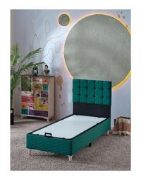Beehanem Bengü 90x190 cm Başlıklı Sandıklı Tek Kişilik Baza Yeşil