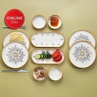 Schafer Sunny 10 Parça 4 Kişilik Kahverengi Desenli Seramik Kahvaltı Takımı